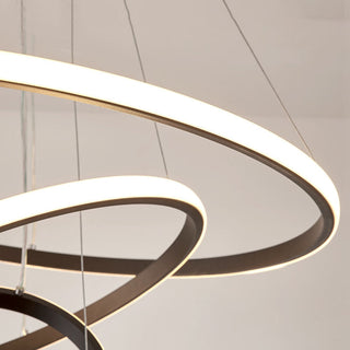 Suspension LED design moderne anneaux en aluminium noir