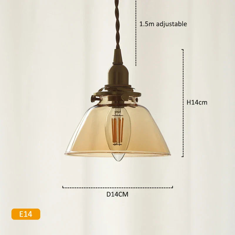 Suspension vintage verre et laiton style japonais