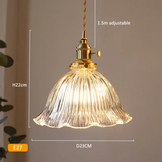 Suspension vintage verre et laiton style japonais