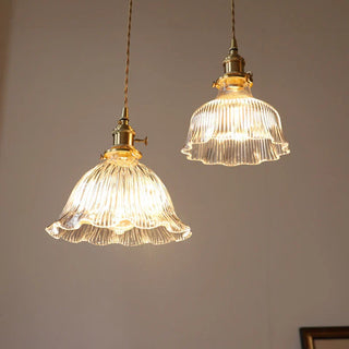 Suspension vintage verre et laiton style japonais