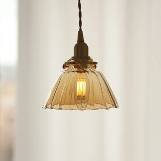 Suspension vintage verre et laiton style japonais