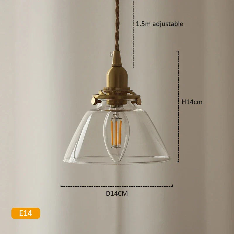 Suspension vintage verre et laiton style japonais