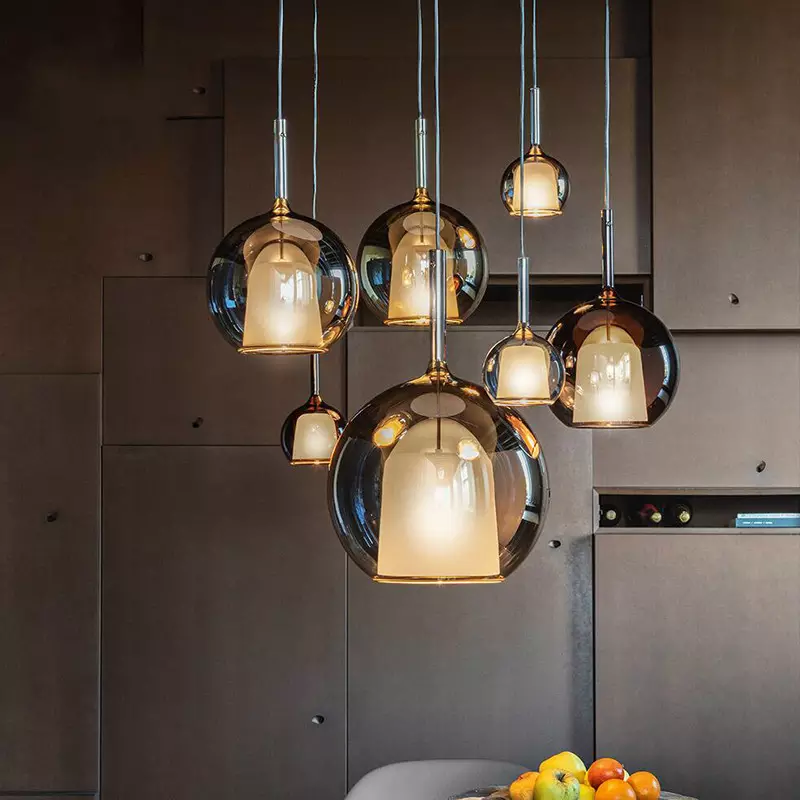 Suspension design verre fumé double paroi nordique