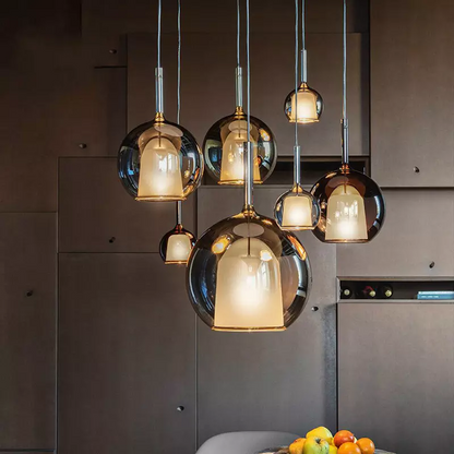 Suspension design verre fumé double paroi nordique