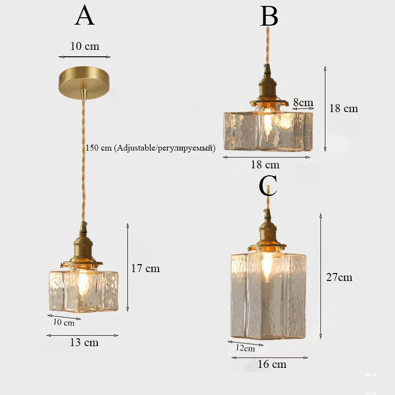 Suspension vintage en verre et métal doré design