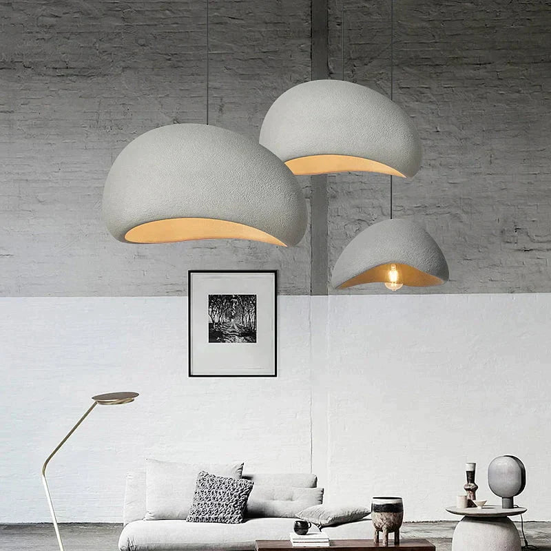 Suspension design moderne en résine blanche Wabi Sabi