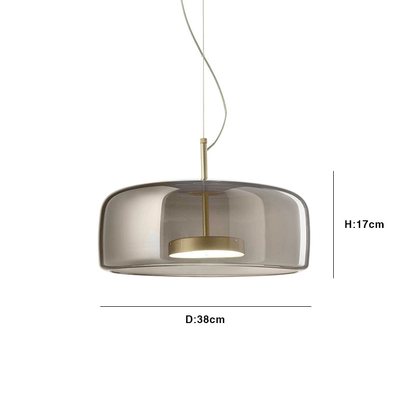 Suspension moderne en verre fumé et métal doré