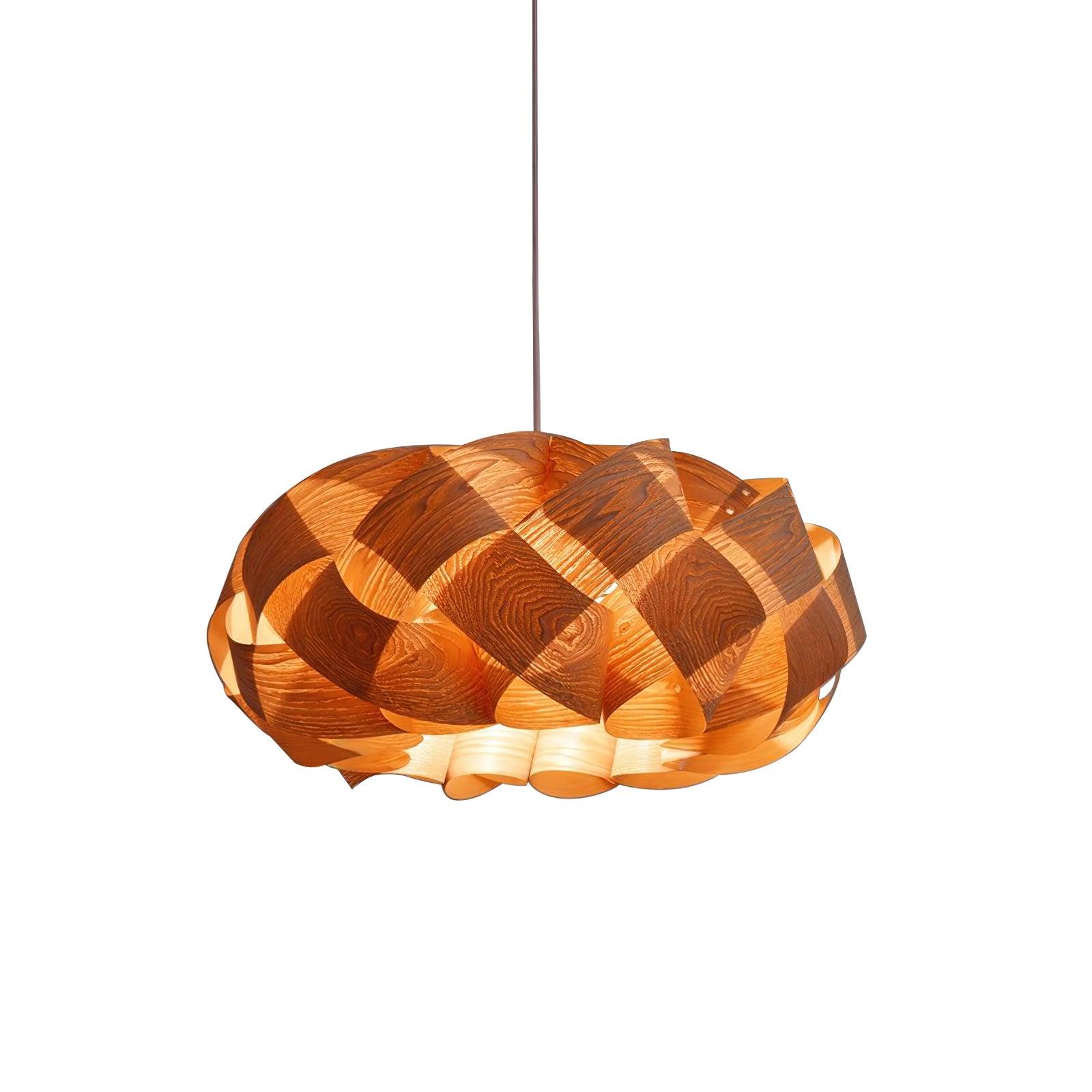 Suspension design moderne en bois naturel torsadé