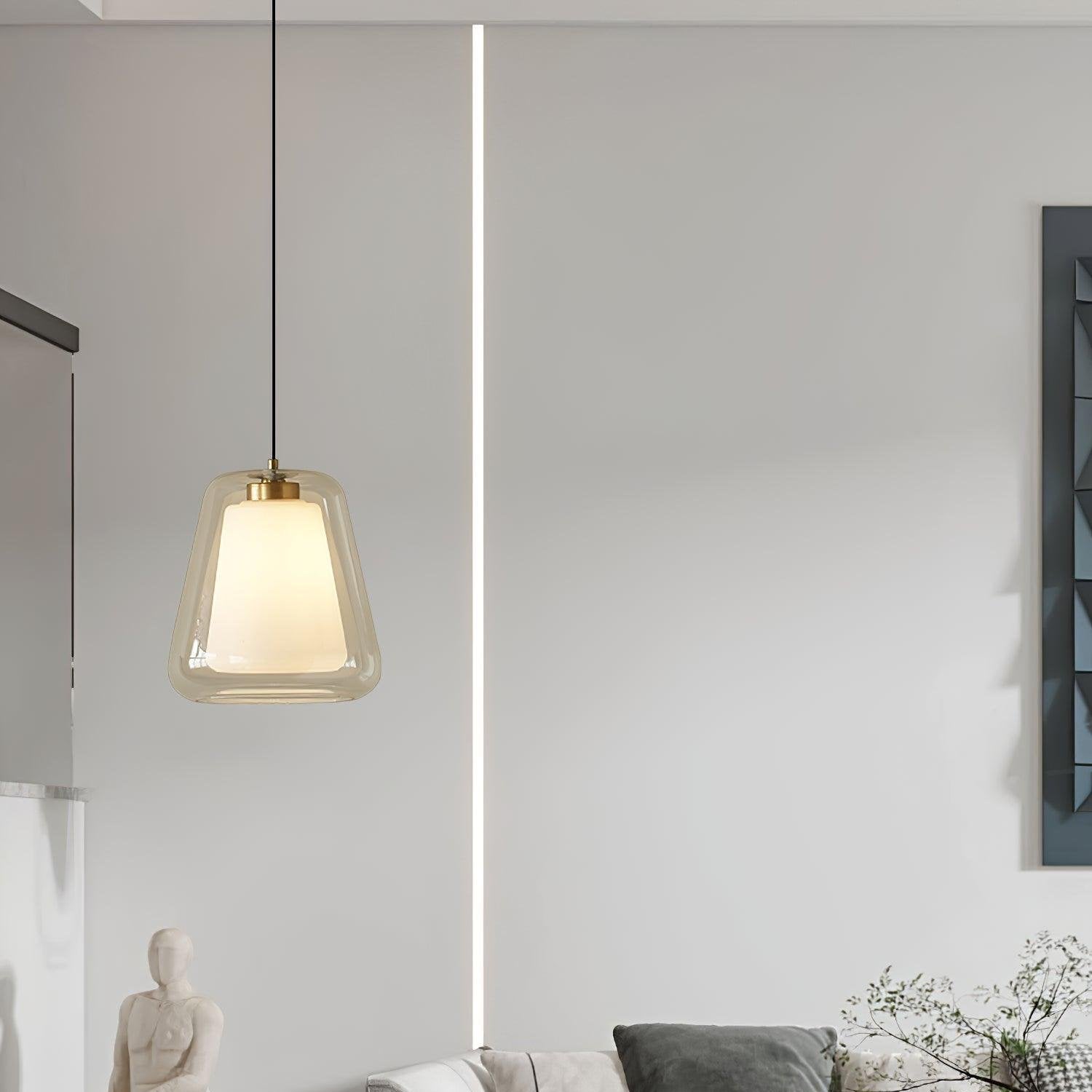 Suspension design verre transparent double paroi