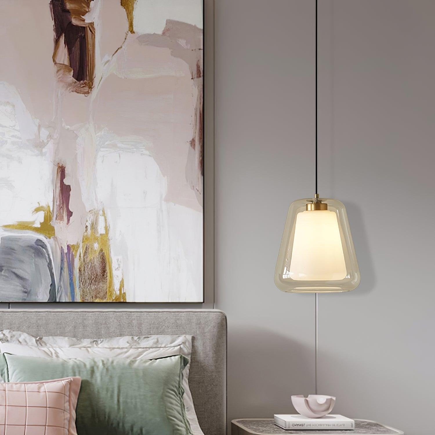 Suspension design verre transparent double paroi