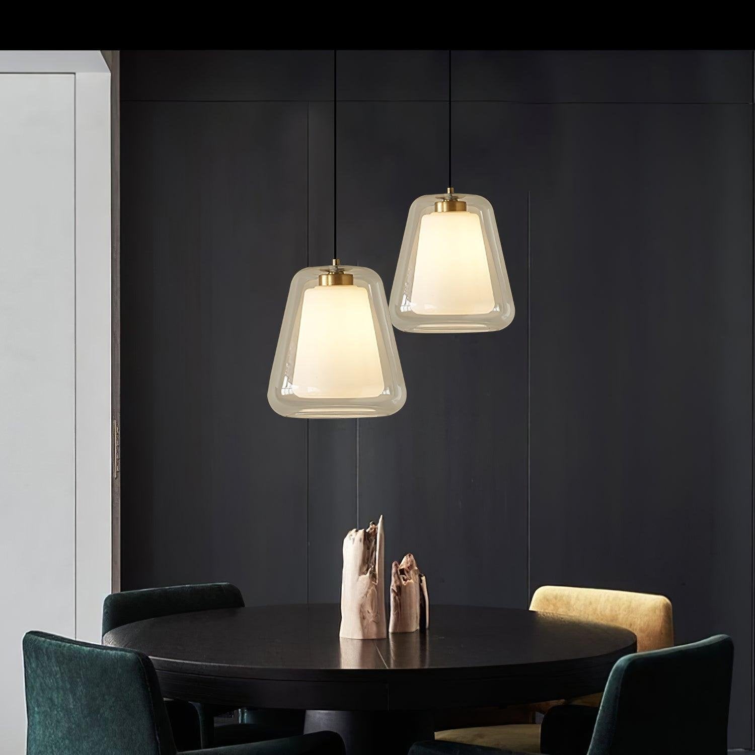 Suspension design verre transparent double paroi