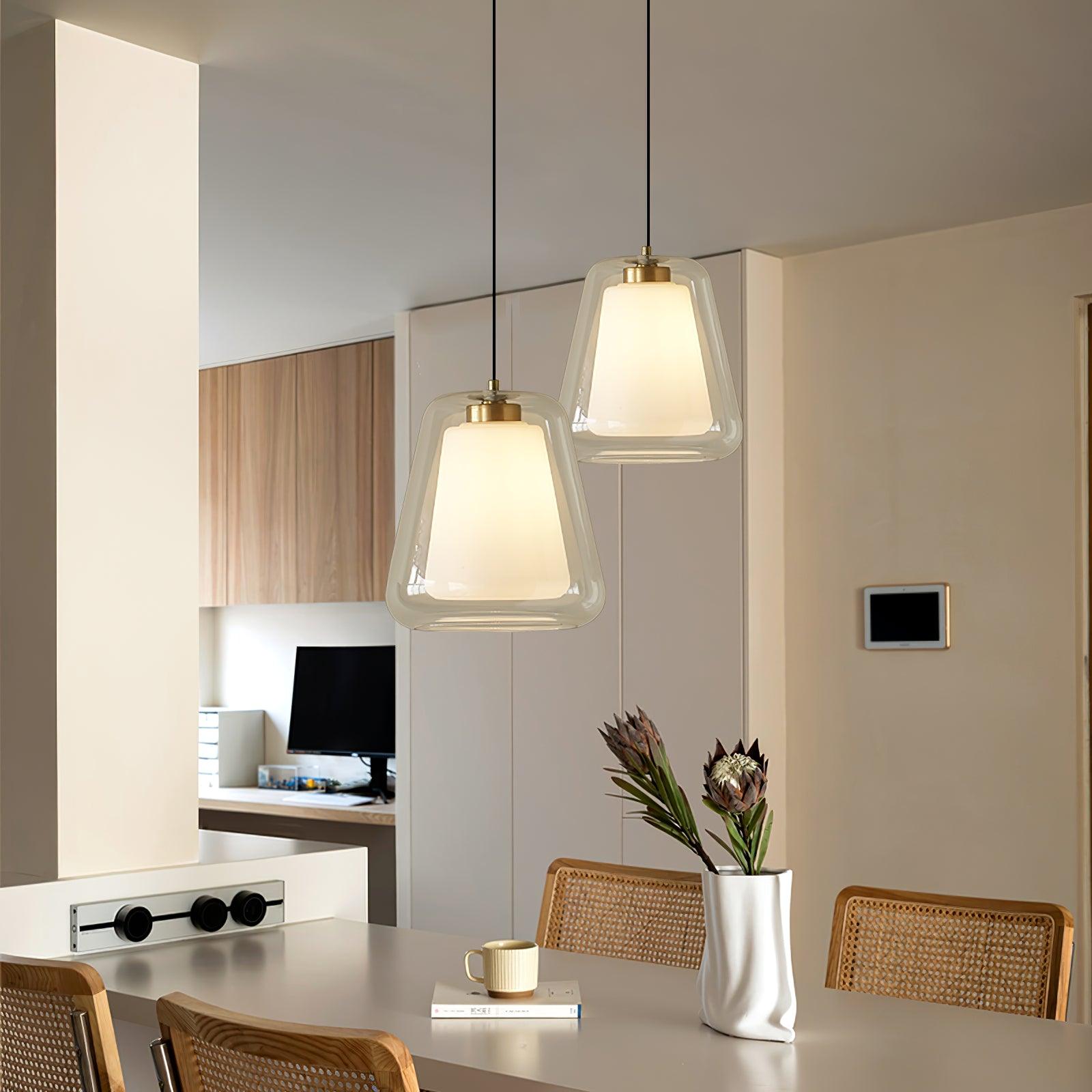 Suspension design verre transparent double paroi