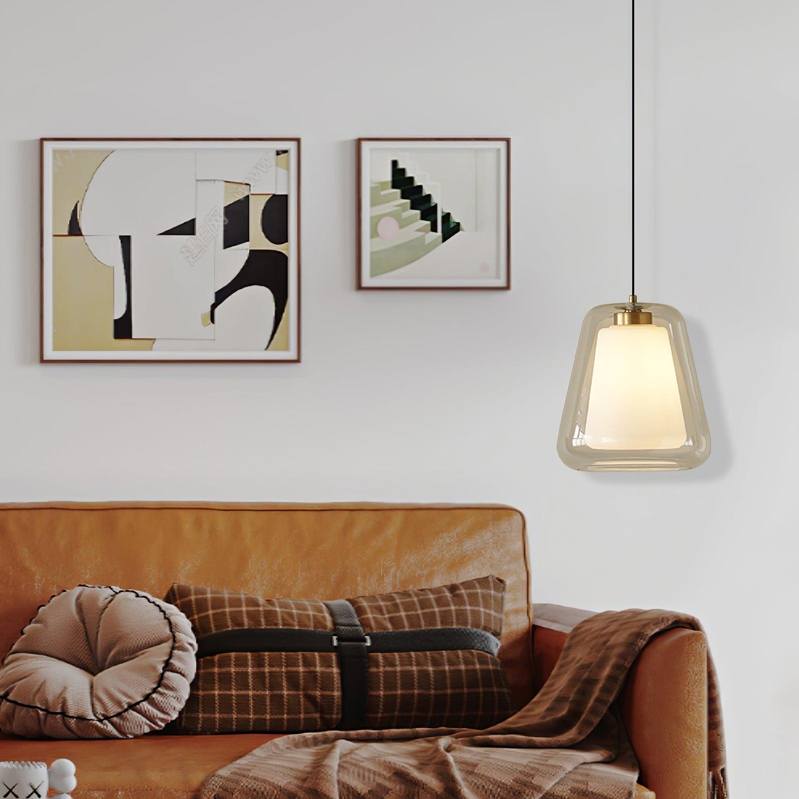 Suspension design verre transparent double paroi
