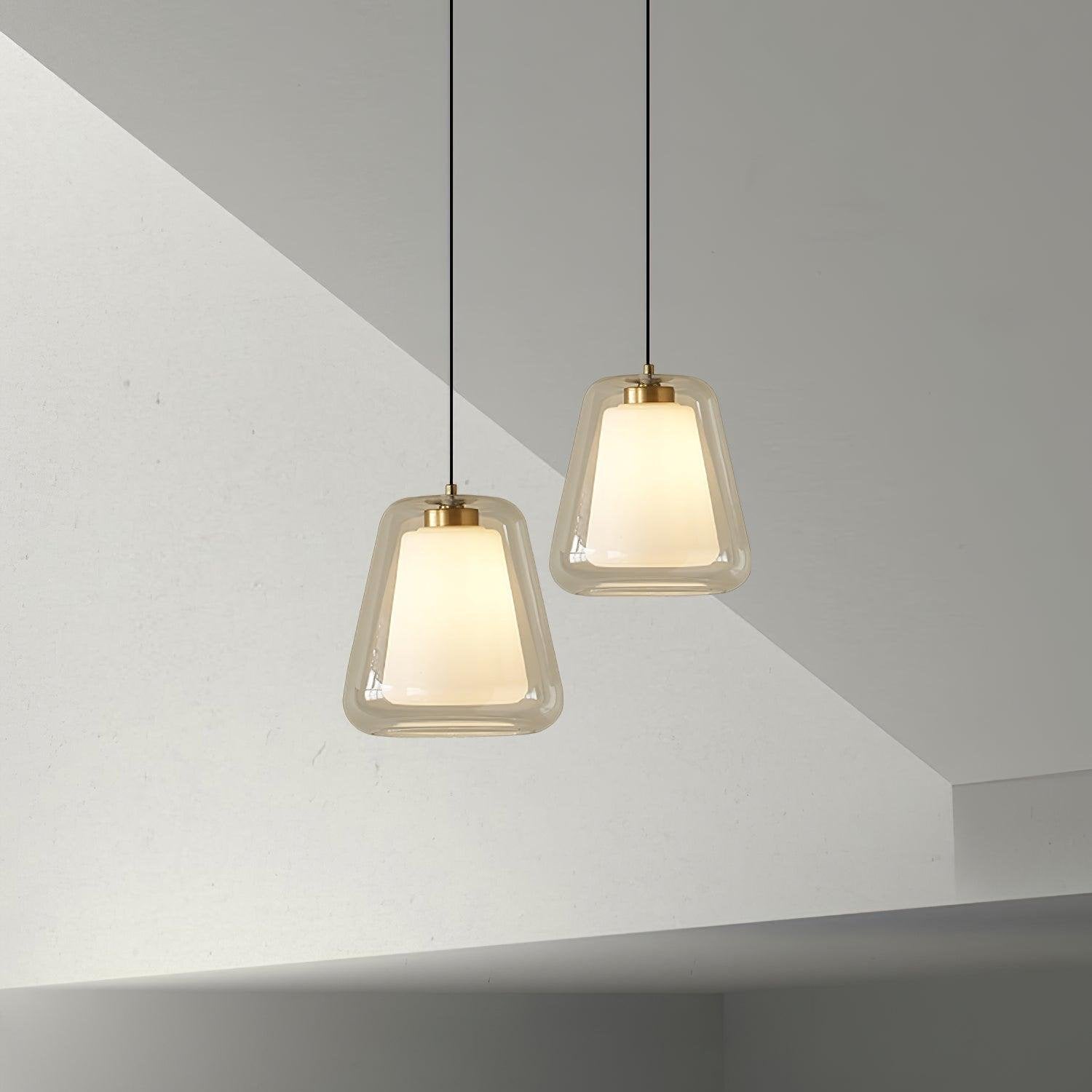 Suspension design verre transparent double paroi