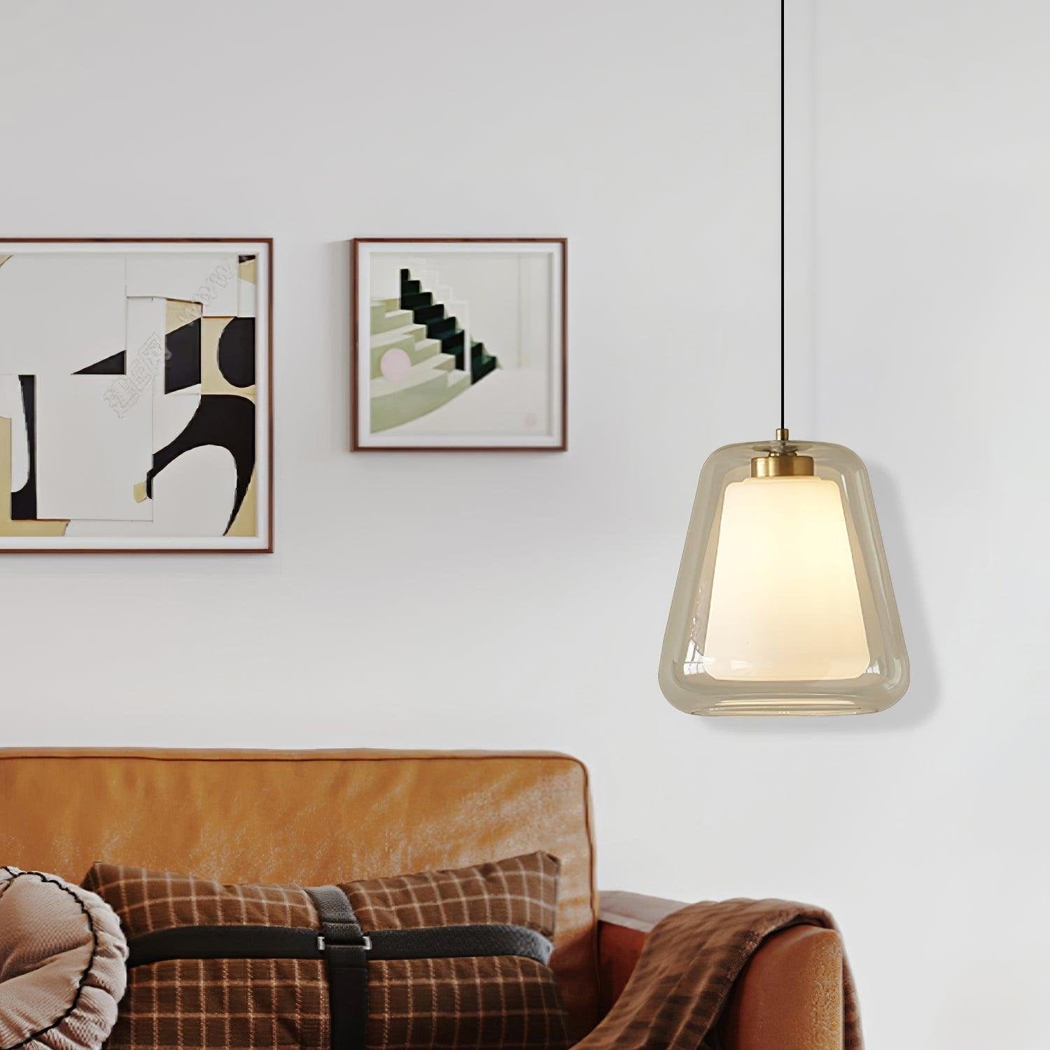 Suspension design verre transparent double paroi