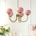 Suspension design dorée globes en verre rose