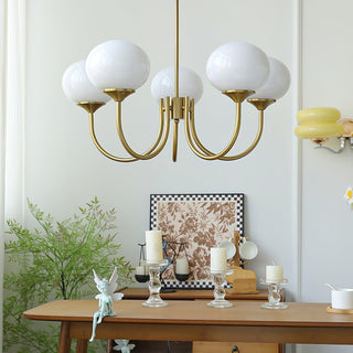 Suspension design dorée globes en verre rose