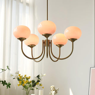 Suspension design dorée globes en verre rose