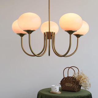 Suspension design dorée globes en verre rose