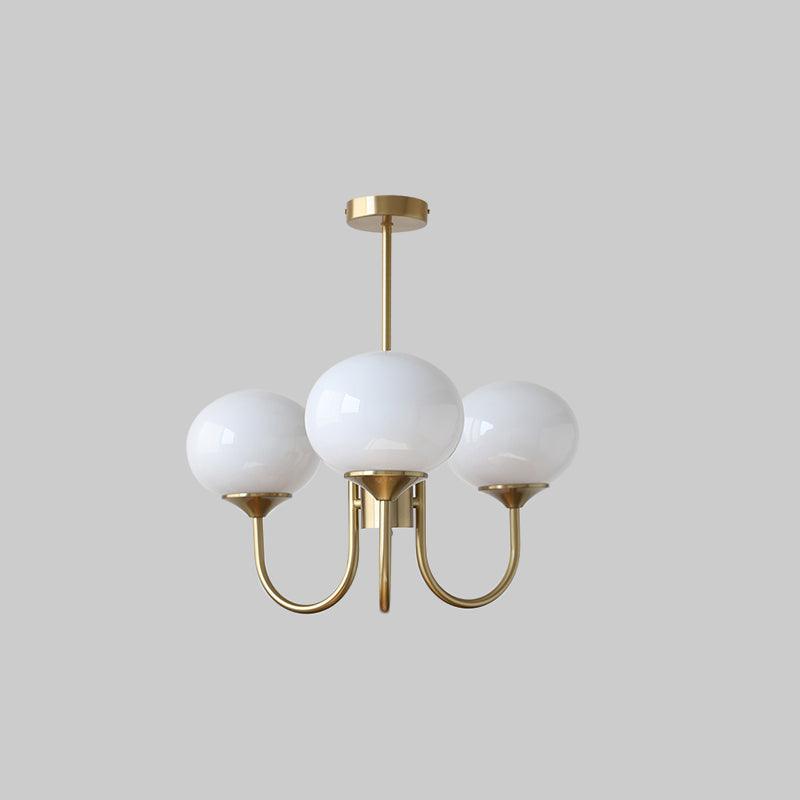 Suspension design dorée globes en verre rose