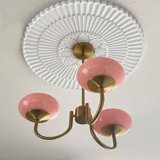 Suspension design dorée globes en verre rose