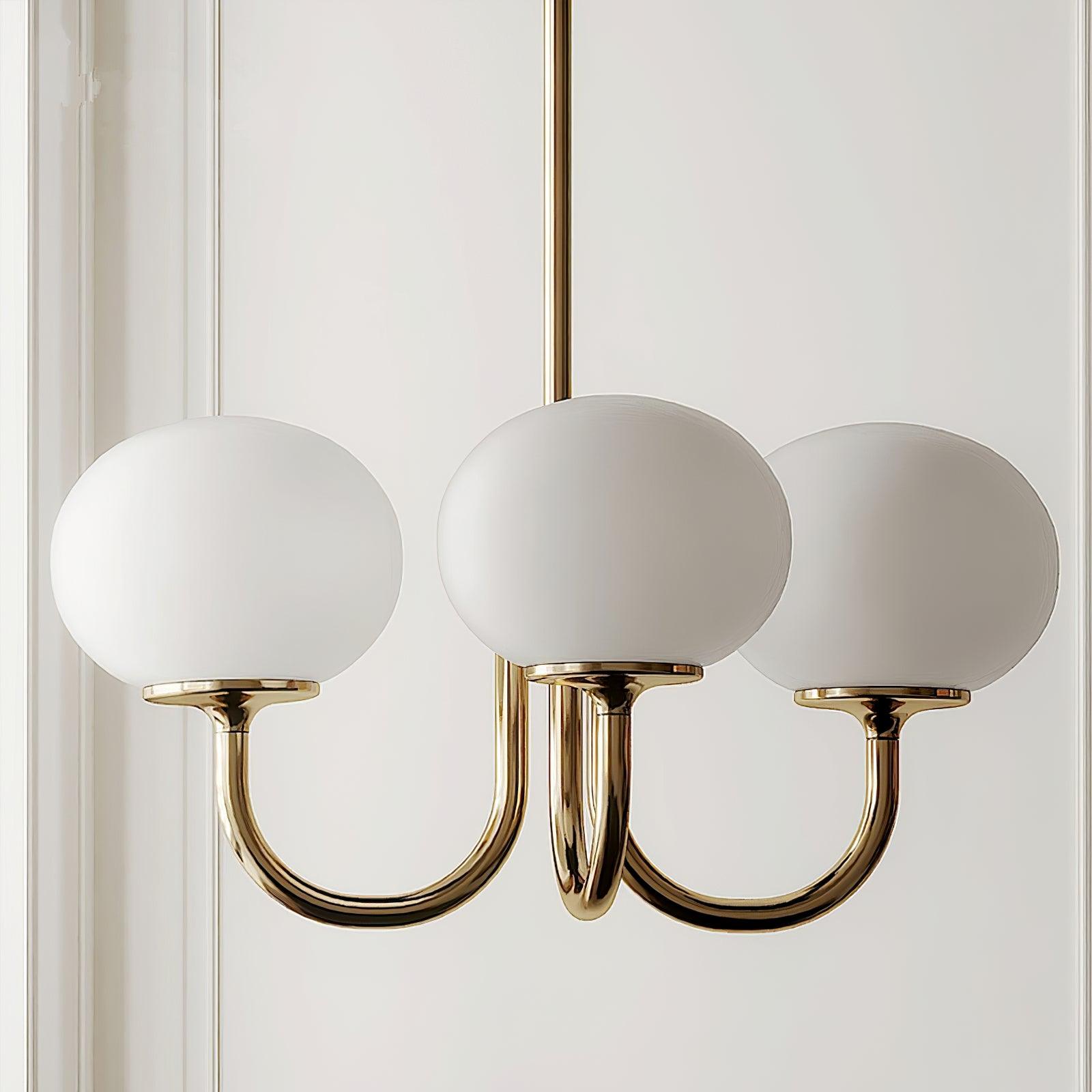 Suspension design dorée globes en verre rose