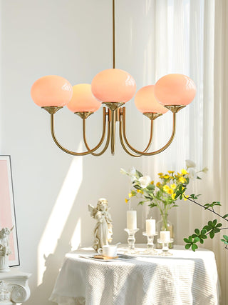 Suspension design dorée globes en verre rose