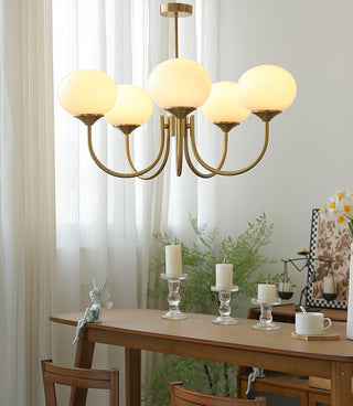 Suspension design dorée globes en verre rose