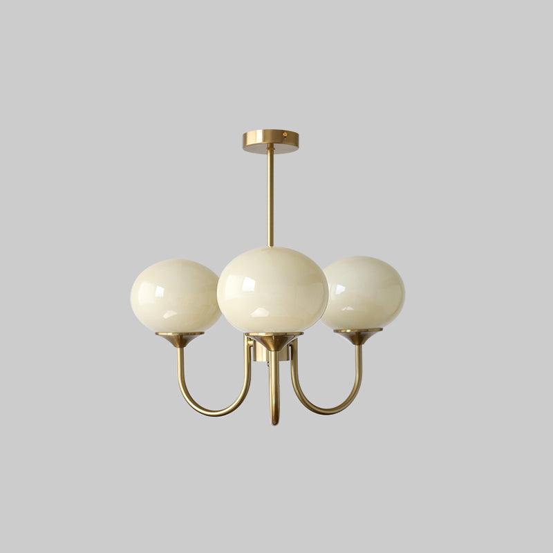 Suspension design dorée globes en verre rose