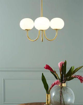 Suspension design dorée globes en verre rose