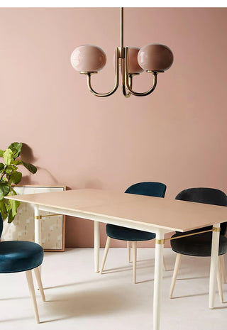 Suspension design dorée globes en verre rose