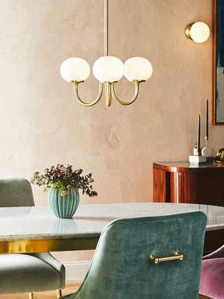 Suspension design dorée globes en verre rose
