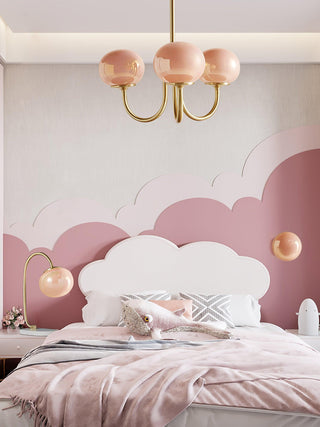 Suspension design dorée globes en verre rose
