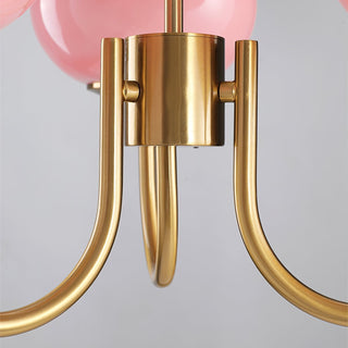 Suspension design dorée globes en verre rose