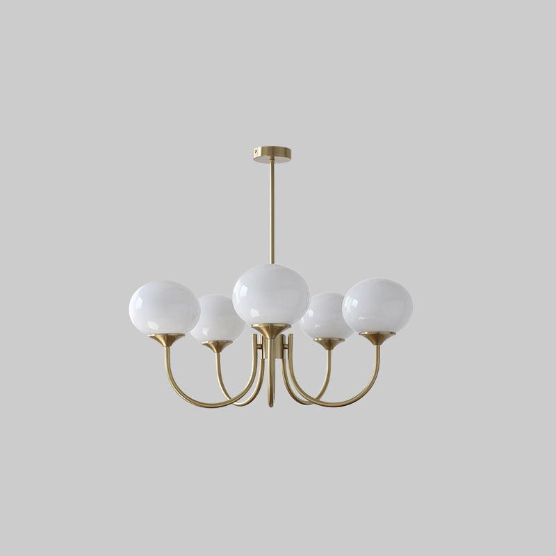 Suspension design dorée globes en verre rose