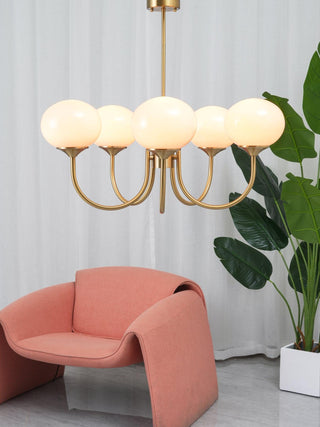 Suspension design dorée globes en verre rose