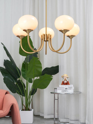 Suspension design dorée globes en verre rose