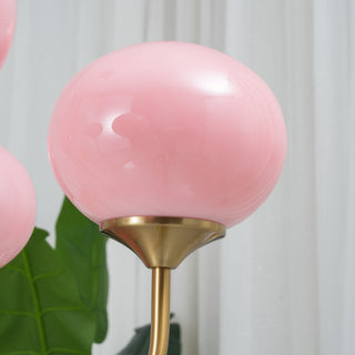 Suspension design dorée globes en verre rose