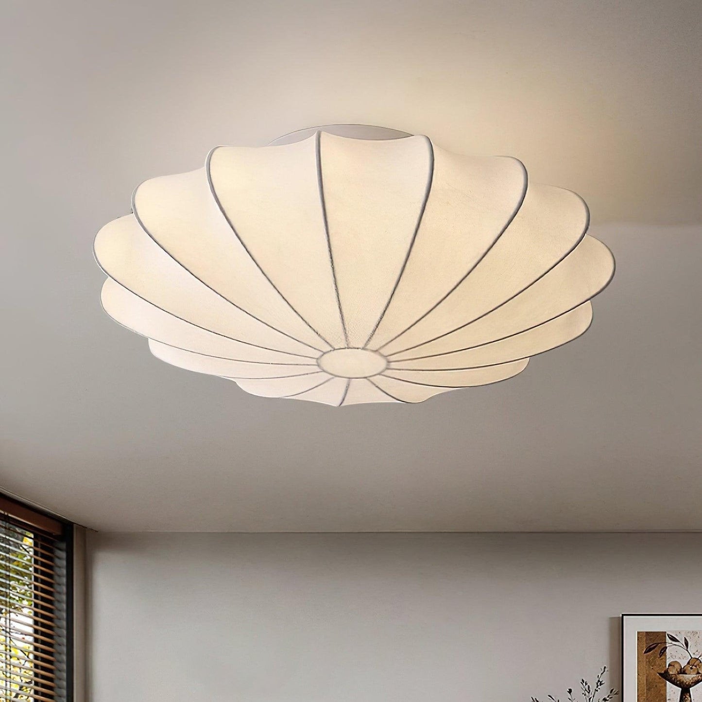 Plafonnier design minimaliste forme coquillage blanc