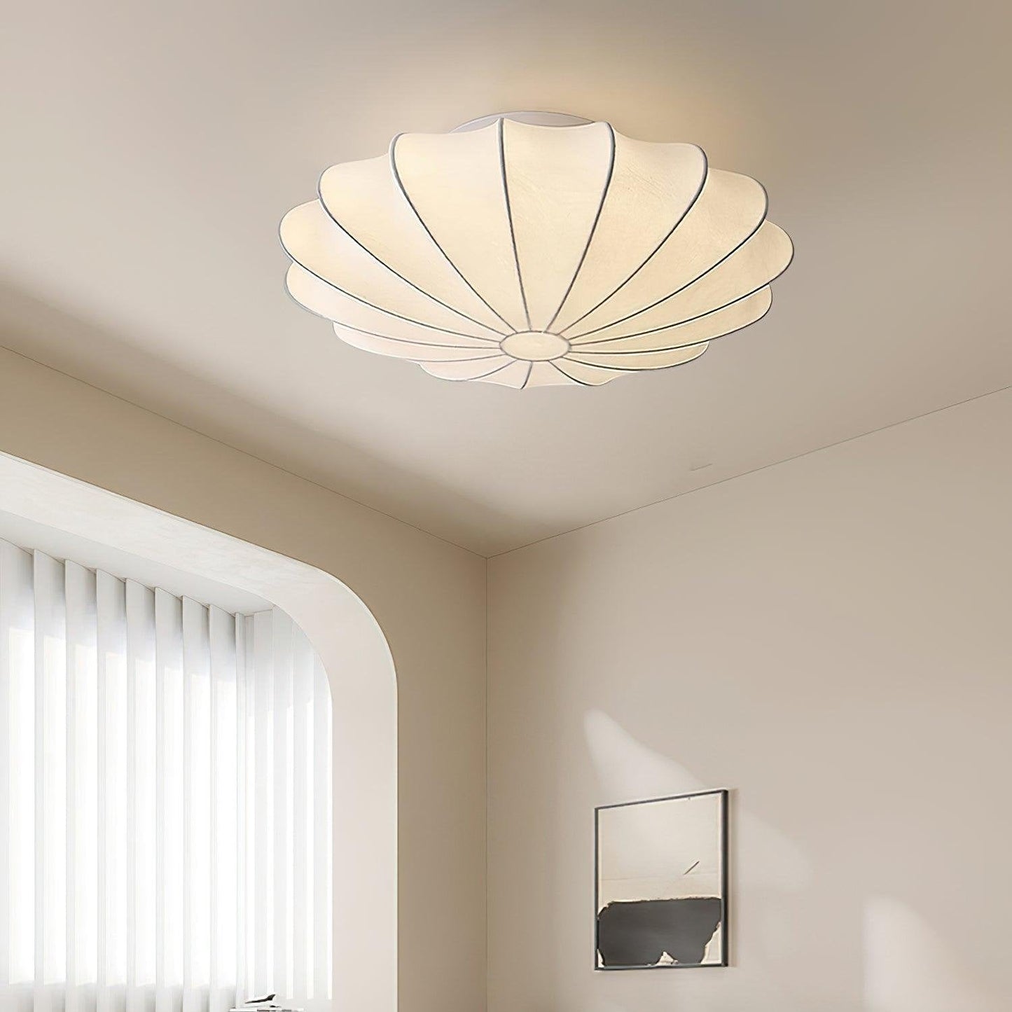 Plafonnier design minimaliste forme coquillage blanc