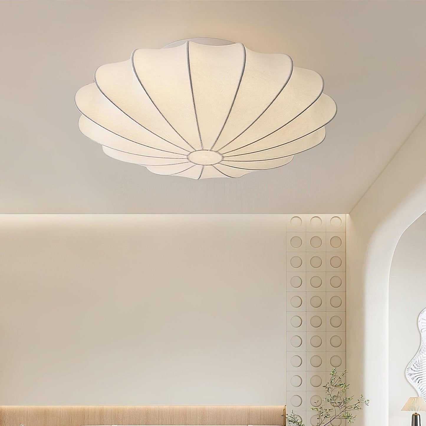 Plafonnier design minimaliste forme coquillage blanc
