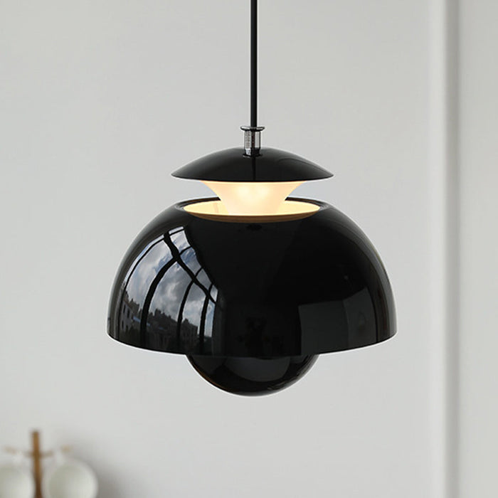 Suspension design moderne métal noir forme dôme