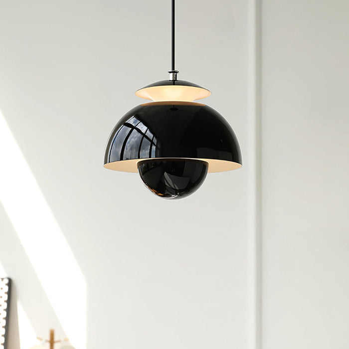 Suspension design moderne métal noir forme dôme
