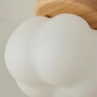 Plafonnier japonais design bois et verre dépoli