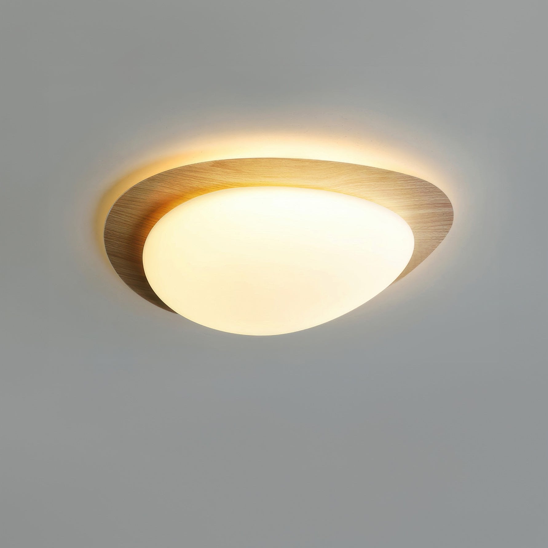 Plafonnier scandinave LED en bois grain noyer