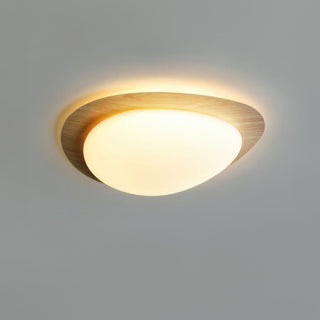Plafonnier scandinave LED en bois grain noyer