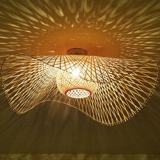 Suspension japonaise bambou tressé ondulante design