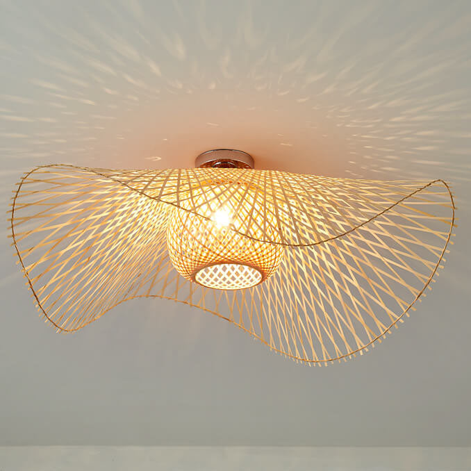 Suspension japonaise bambou tressé ondulante design