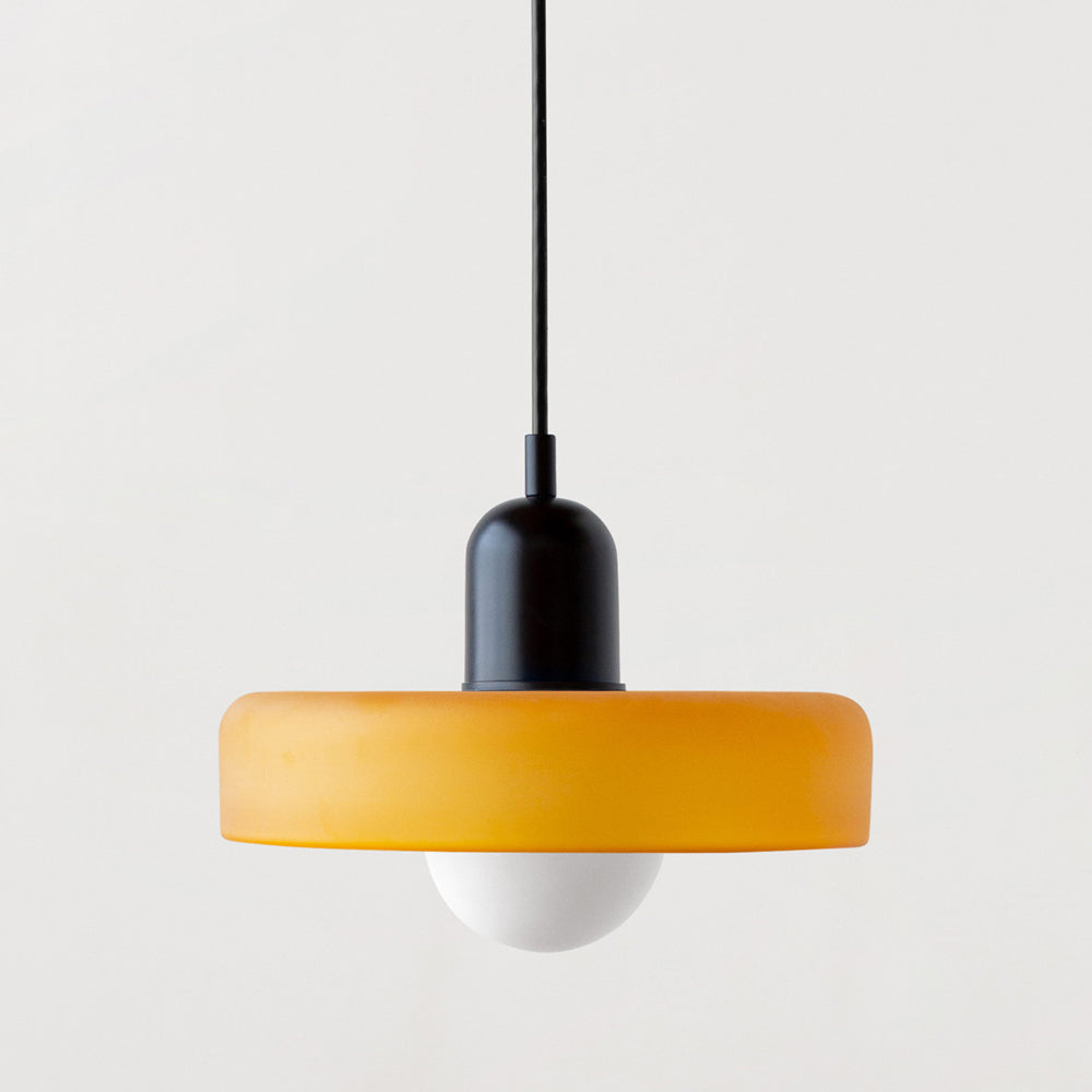 Suspension design moderne bicolore en verre coloré
