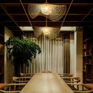 Suspension japonaise bambou tressé ondulante design